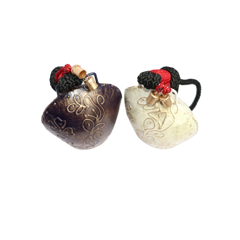 Set of 2 Brown-White Decorative Hanging Bells