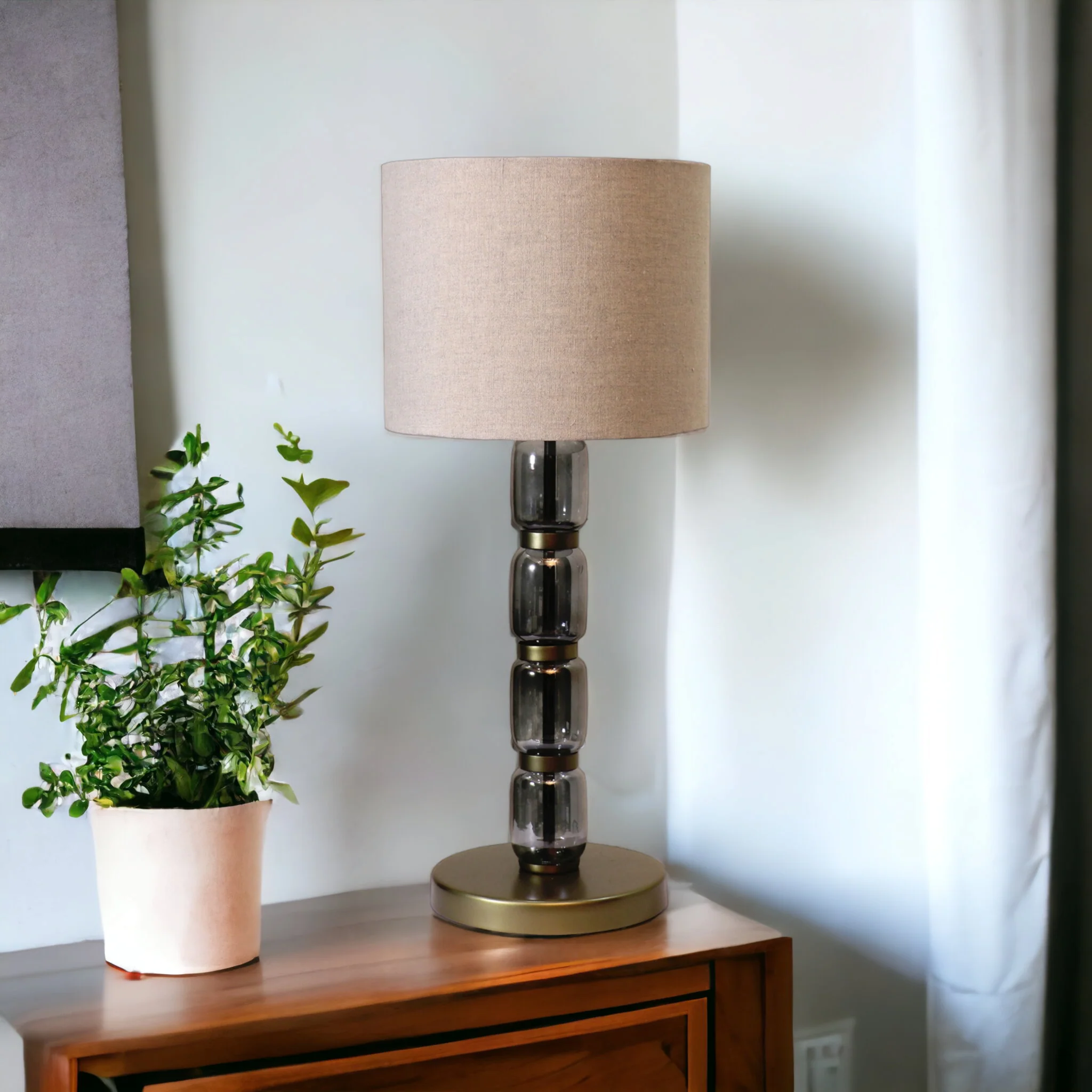 Valore Glass  Table Lamp - Elegant Iron Base & Eclectic Design