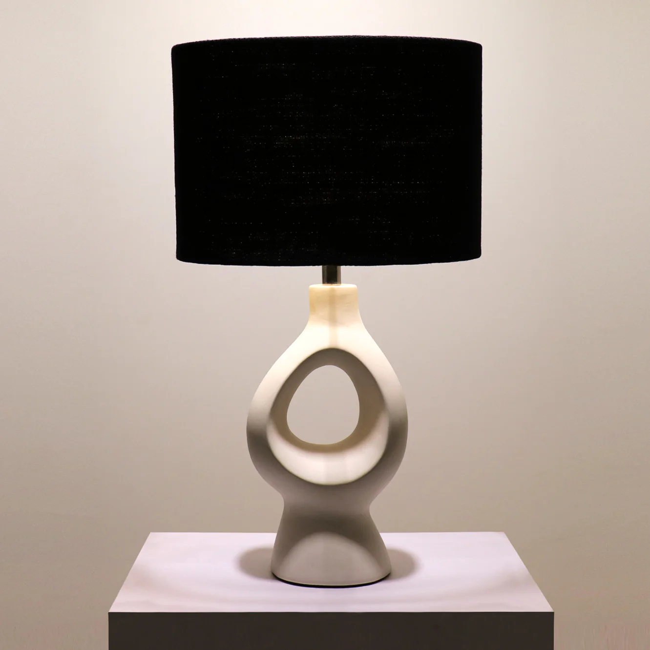Void Ceramic Table Lamp - Elegant Iron Base & Eclectic Design