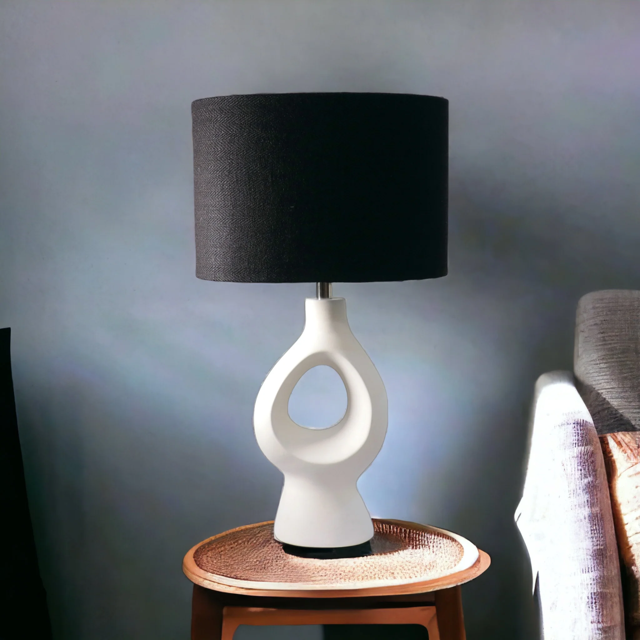 Void Ceramic Table Lamp - Elegant Iron Base & Eclectic Design