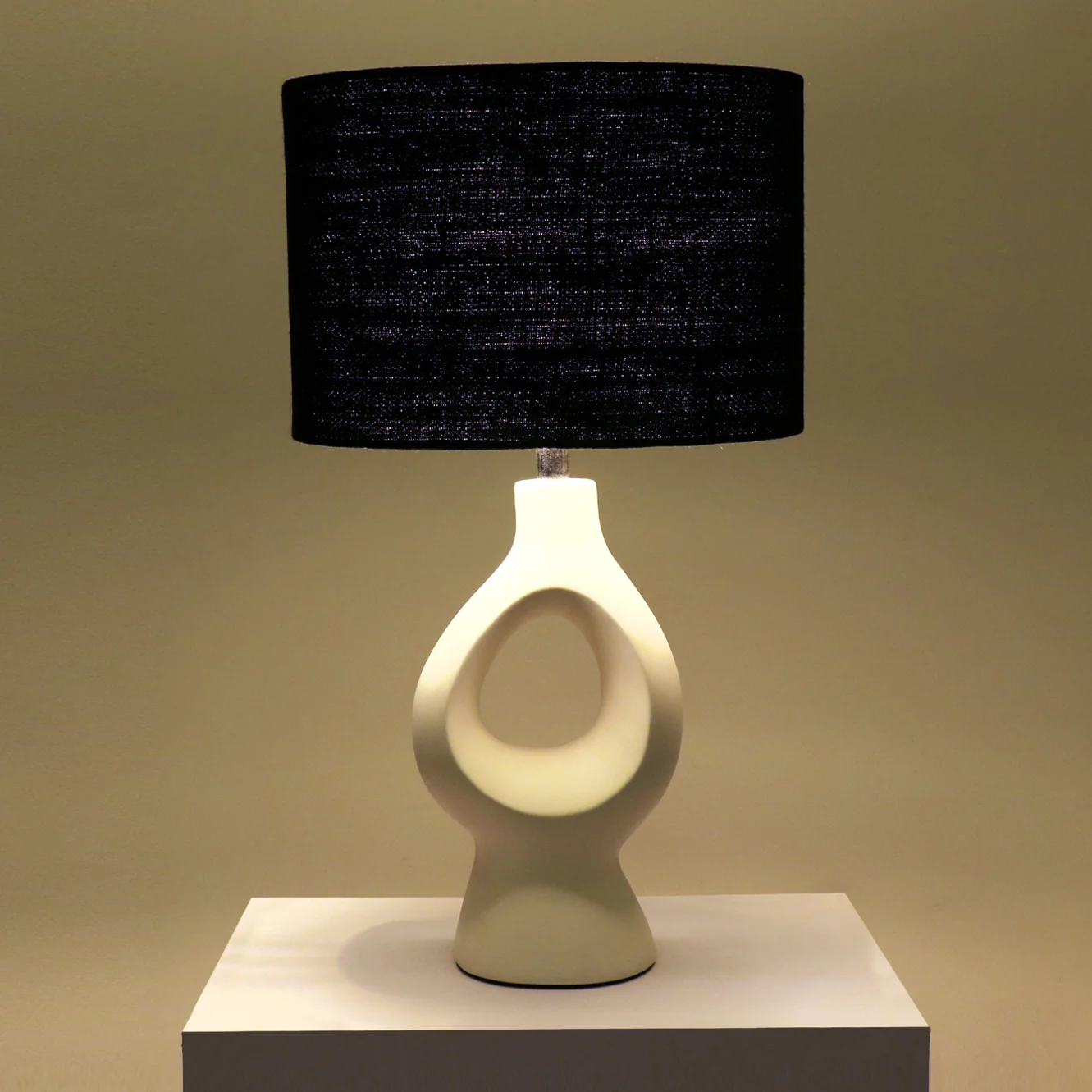 Void Ceramic Table Lamp - Elegant Iron Base & Eclectic Design