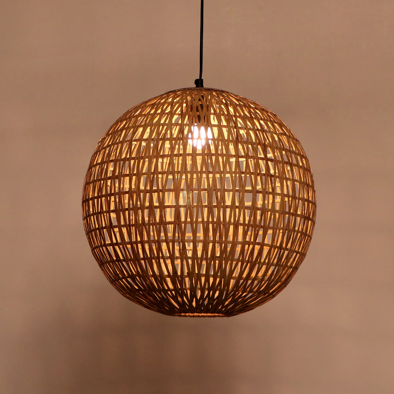 Orion Round Hanging Lamp Elegant Iron Base & Eclectic Design