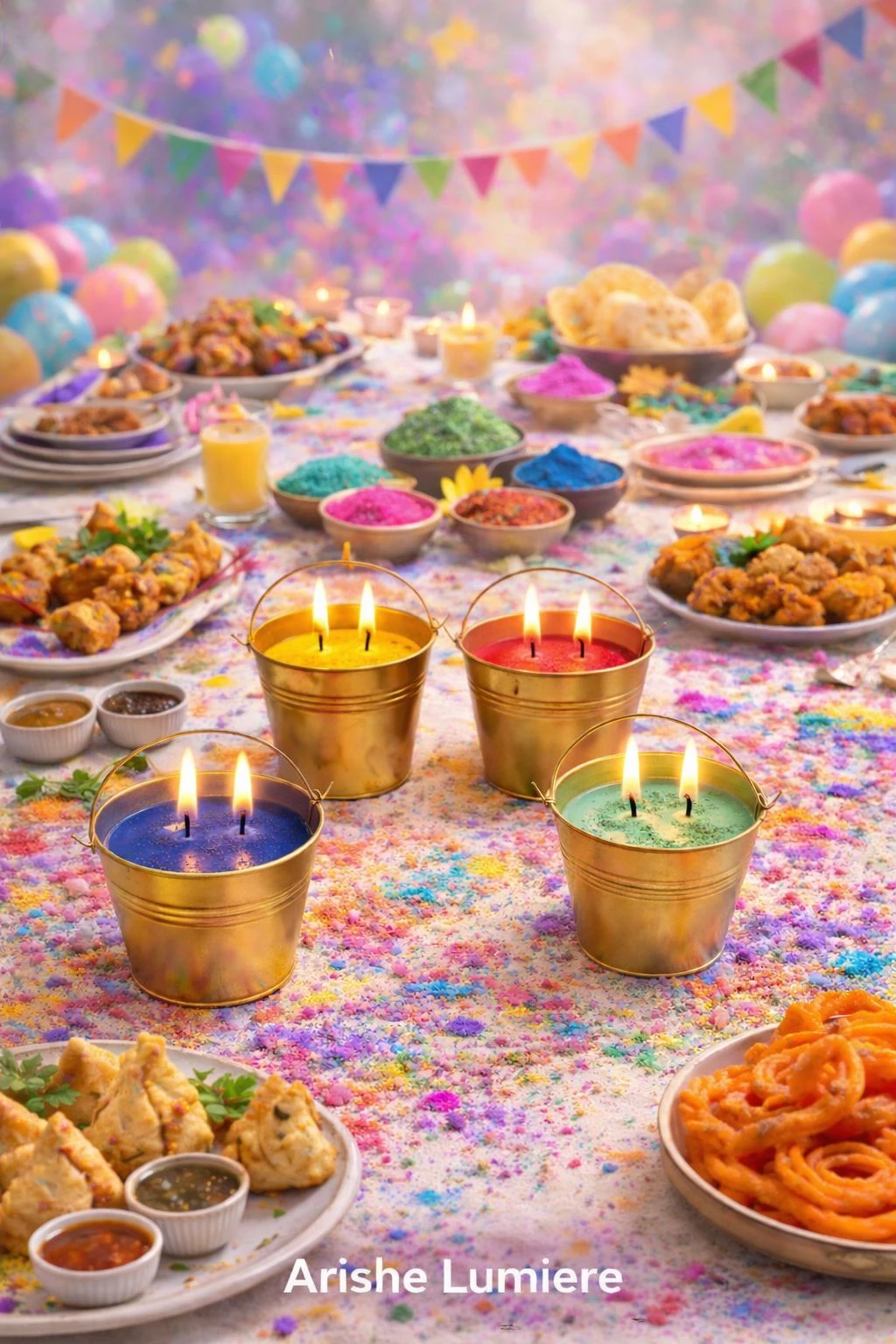 Colorful Holi Bucket Candle – Set of 4