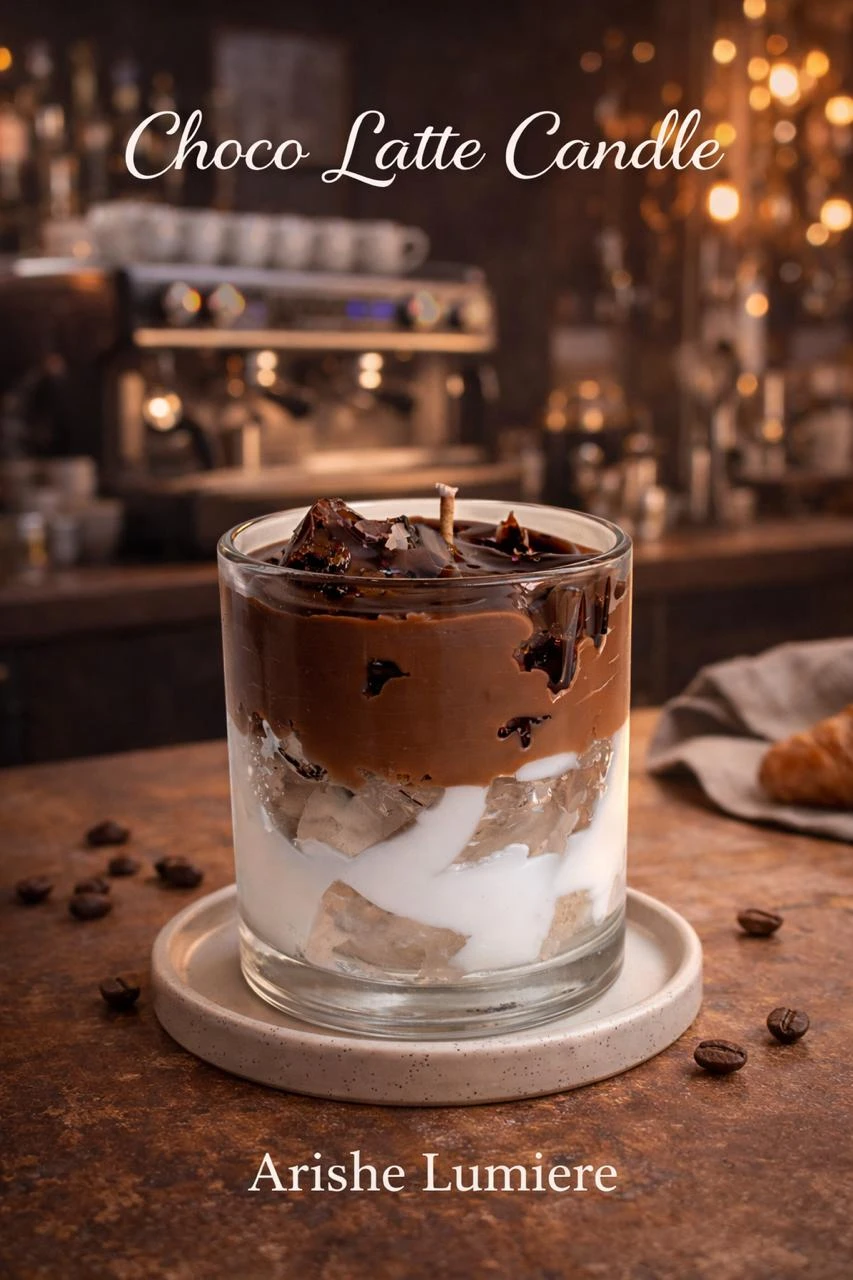 Choco Latte Luxury Scented Candle – Café-Inspired Soy Wax Glass Jar Candle
