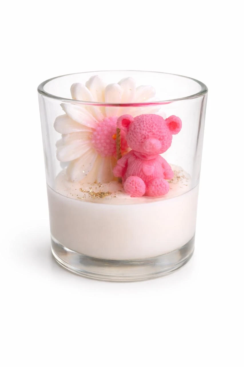 Bloom Teddy in Jar – Luxury Handcrafted Soy Wax Scented Candle with Floral Teddy Design