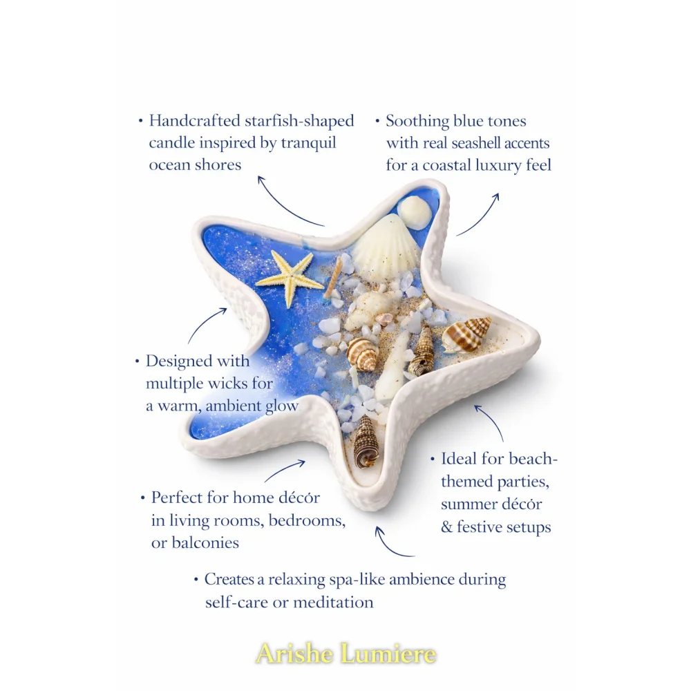 Star of the Sea Scented Candle – Handcrafted Ocean-Inspired Starfish Candle with Seashell Accents