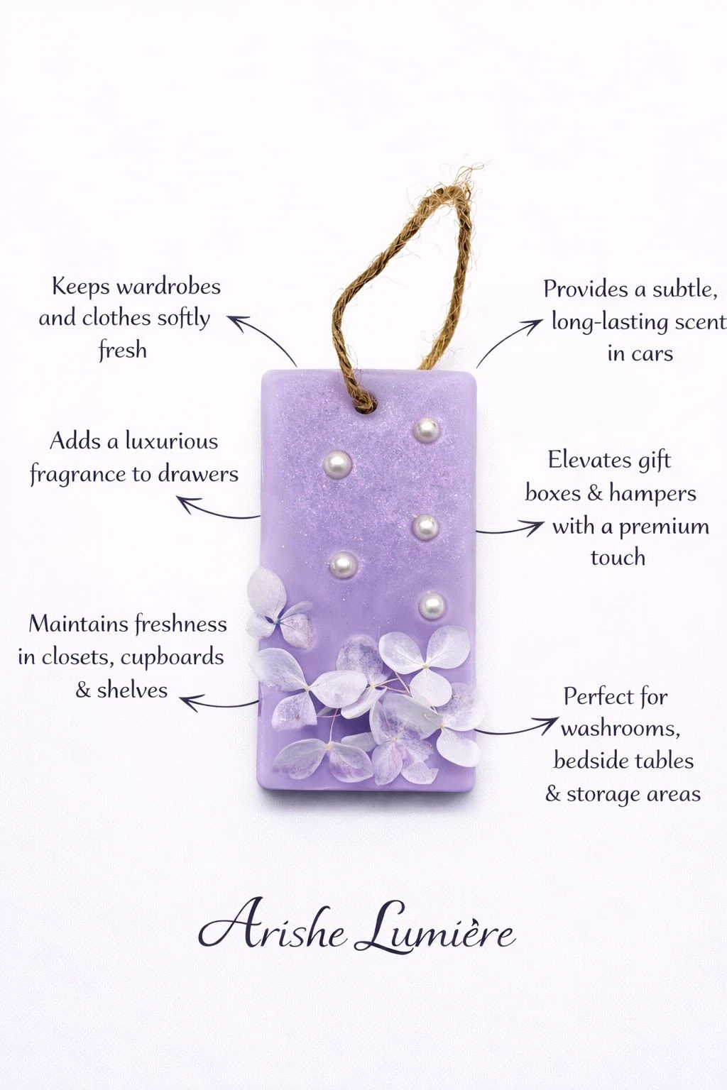 Purple Petal Wax Sachets – Handcrafted Soy Wax Fragrance Sachets with Preserved Florals