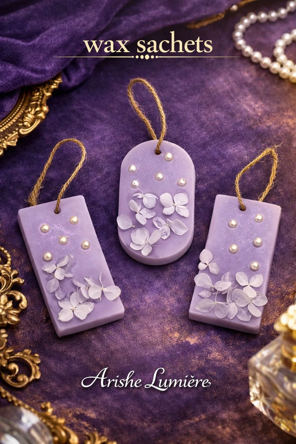 Purple Petal Wax Sachets – Handcrafted Soy Wax Fragrance Sachets with Preserved Florals