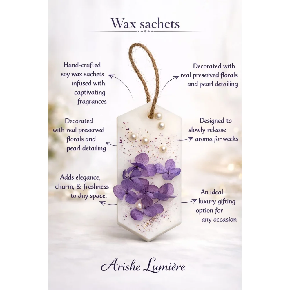 White Petal Wax Sachets – Handcrafted Soy Wax Fragrance Sachets with Preserved Florals