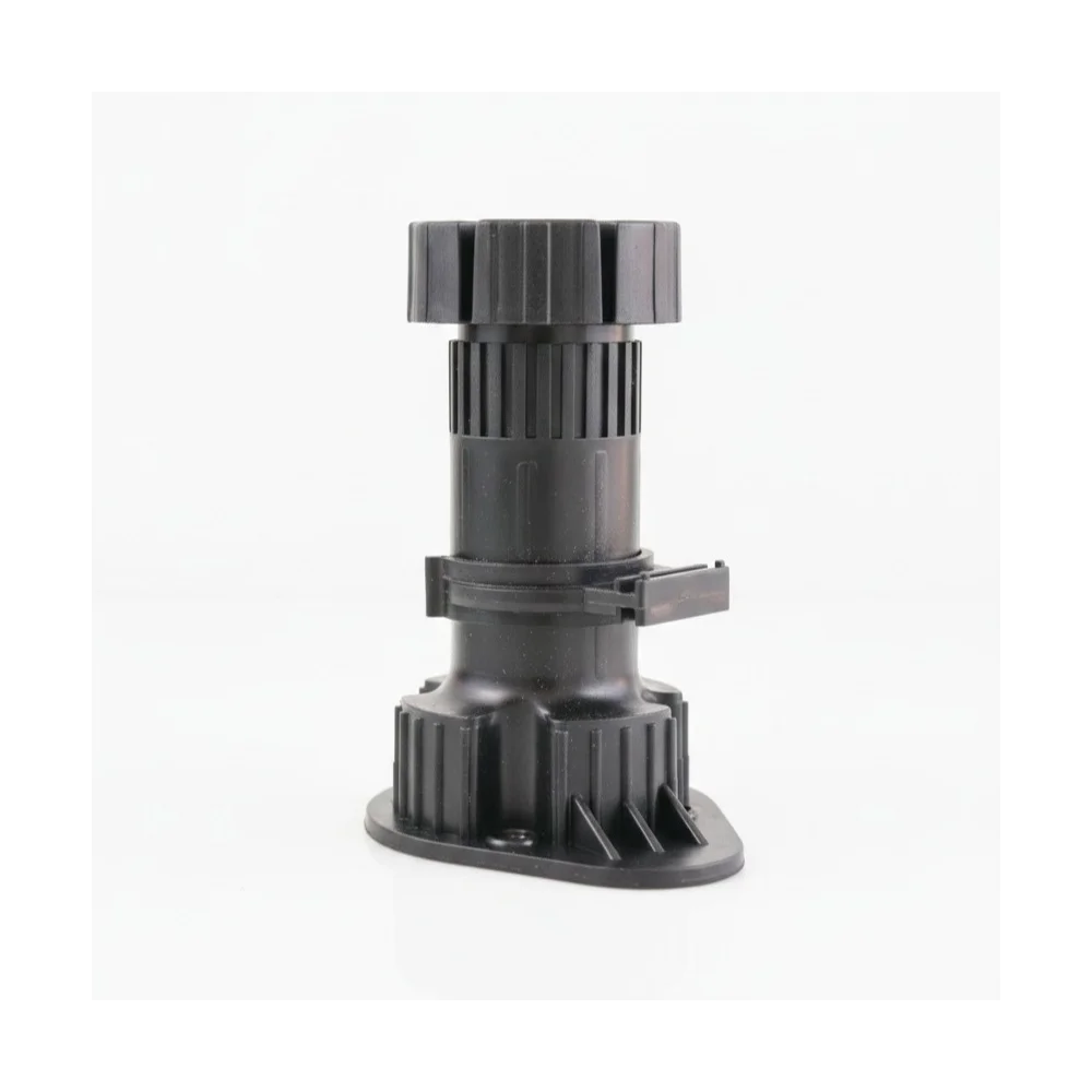 Adjustable Plastic Cabinet Leg with Integrated Plinth Bracket - Black