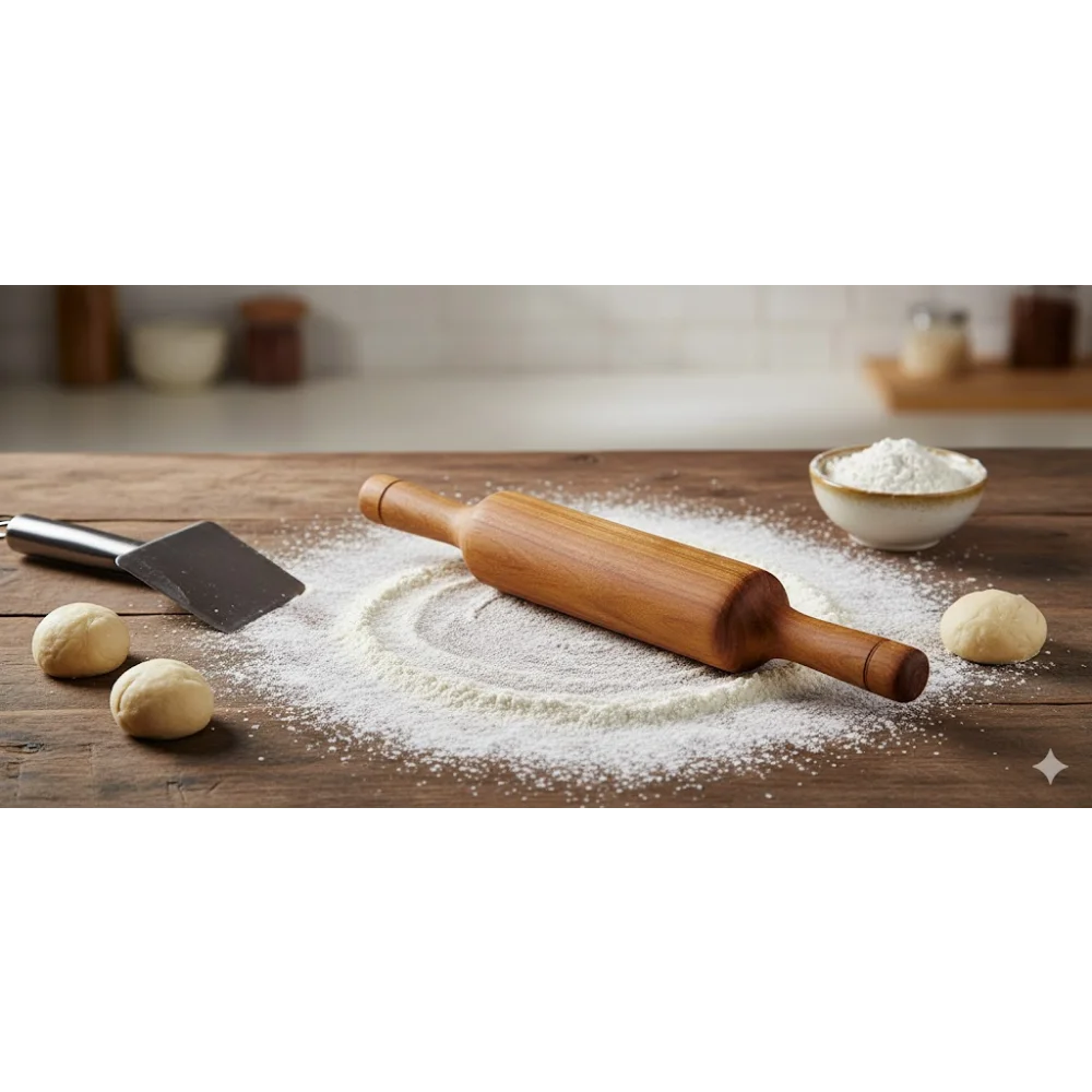 Classic Wooden Rolling Pin – Traditional Kitchen Tool for Smooth & Even Dough Rolling