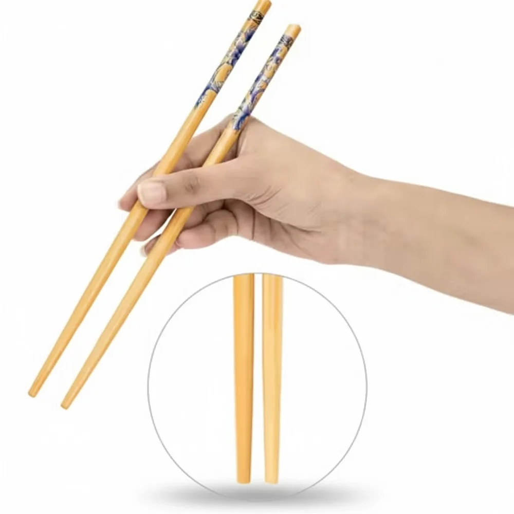 Set of 10 Pairs (20 Pieces) Reusable Bamboo Japanese Wooden Chopsticks for Noodles & Asian Cuisine