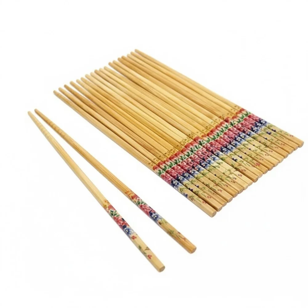 Set of 10 Pairs (20 Pieces) Reusable Bamboo Japanese Wooden Chopsticks for Noodles & Asian Cuisine