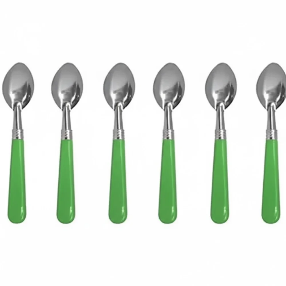 6 Pcs Best Quality Half Steel Half Plastic Spoons – Durable & Heat-Resistant Kitchen Spoons