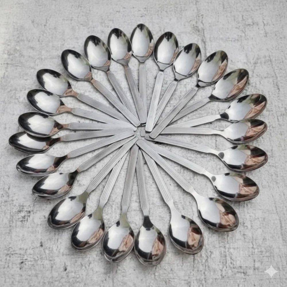 Stainless Steel Spoon Set of 12 | 16 cm Dinner Table Spoons | Food-Grade Premium Stainless Steel Cutlery for Daily Use