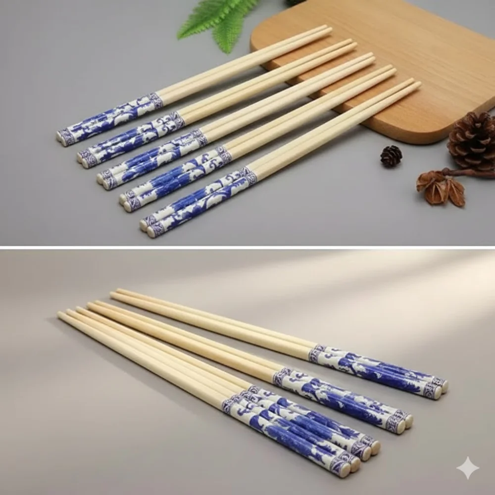 NSCC Premium Wooden Chopsticks – Set of 5 Pairs | Lightweight, Heat-Resistant & Durable