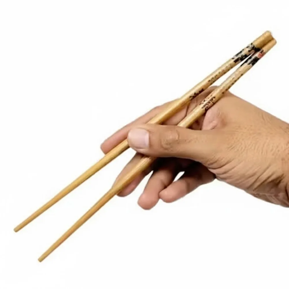 Set of 10 Pairs Designer Natural Round Bamboo Reusable Chopsticks – 23 cm