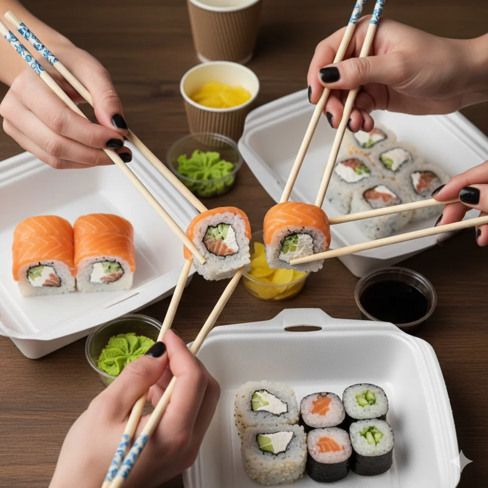 5 Pairs Bamboo Chopsticks – Designer Mixed Pattern Reusable Chopsticks Set