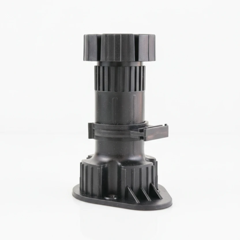 Adjustable Plastic Cabinet Leg with Integrated Plinth Bracket - Black