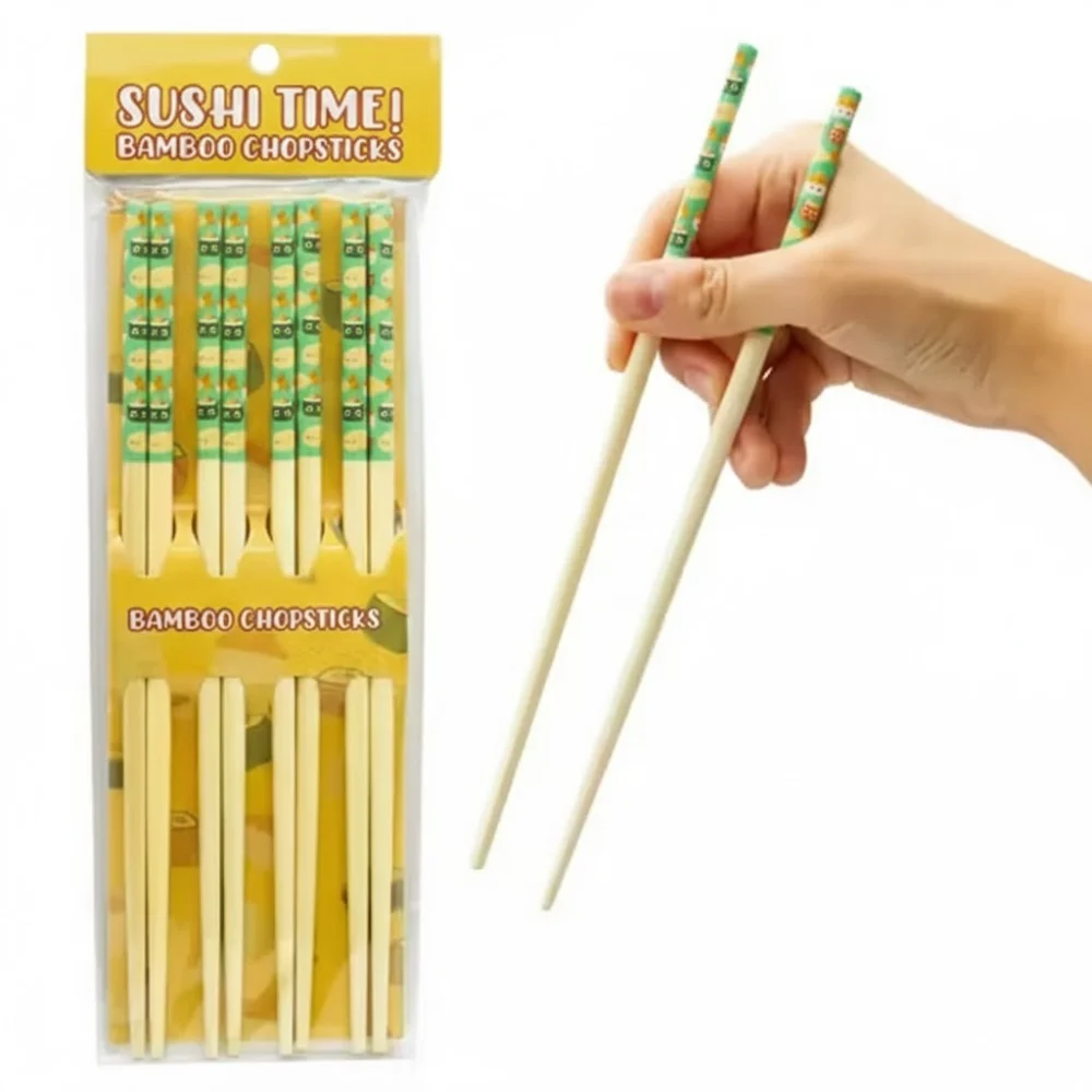 5 Pairs Natural Bamboo Reusable Chopsticks for Sushi, Noodles, Fried Rice & Pasta
