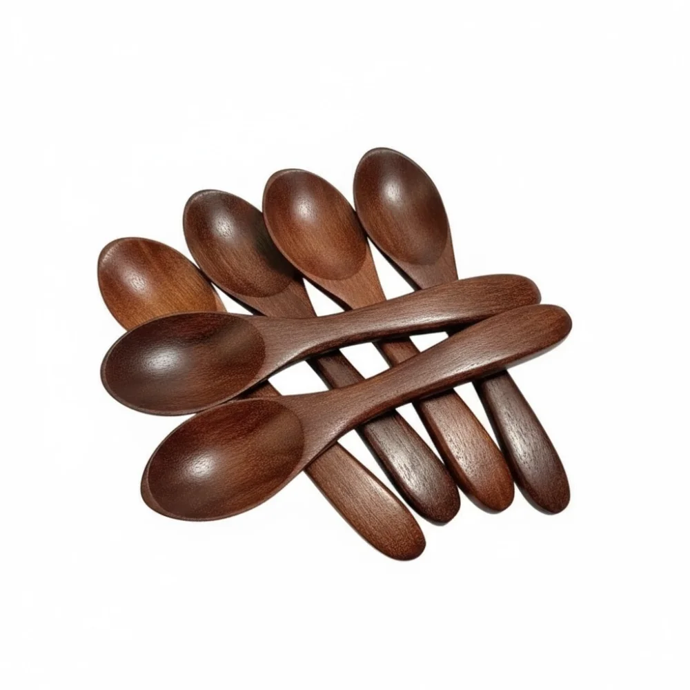 6 Pieces Wooden Masala Spoons – Natural Spice Measuring & Cooking Spoons Set