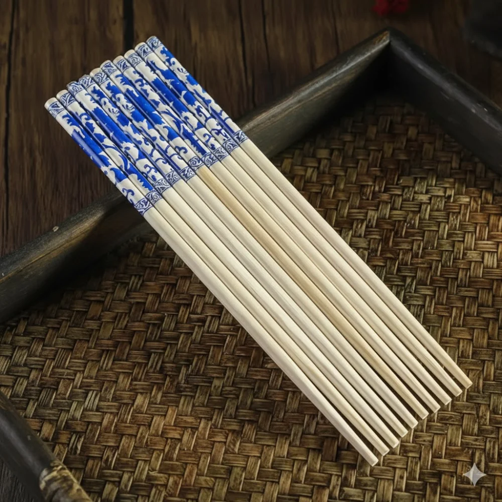 Set of 5 Pairs Bamboo Chopsticks – Food-Grade Custom Restaurant Sushi Chopsticks