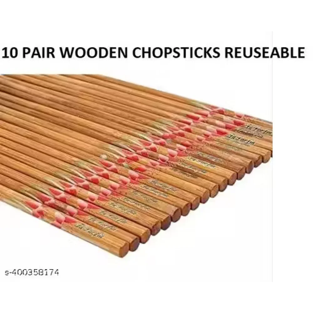 10 Pair Wooden Reusable Multicolour Bamboo Chopsticks – Decorative & Eco-Friendly