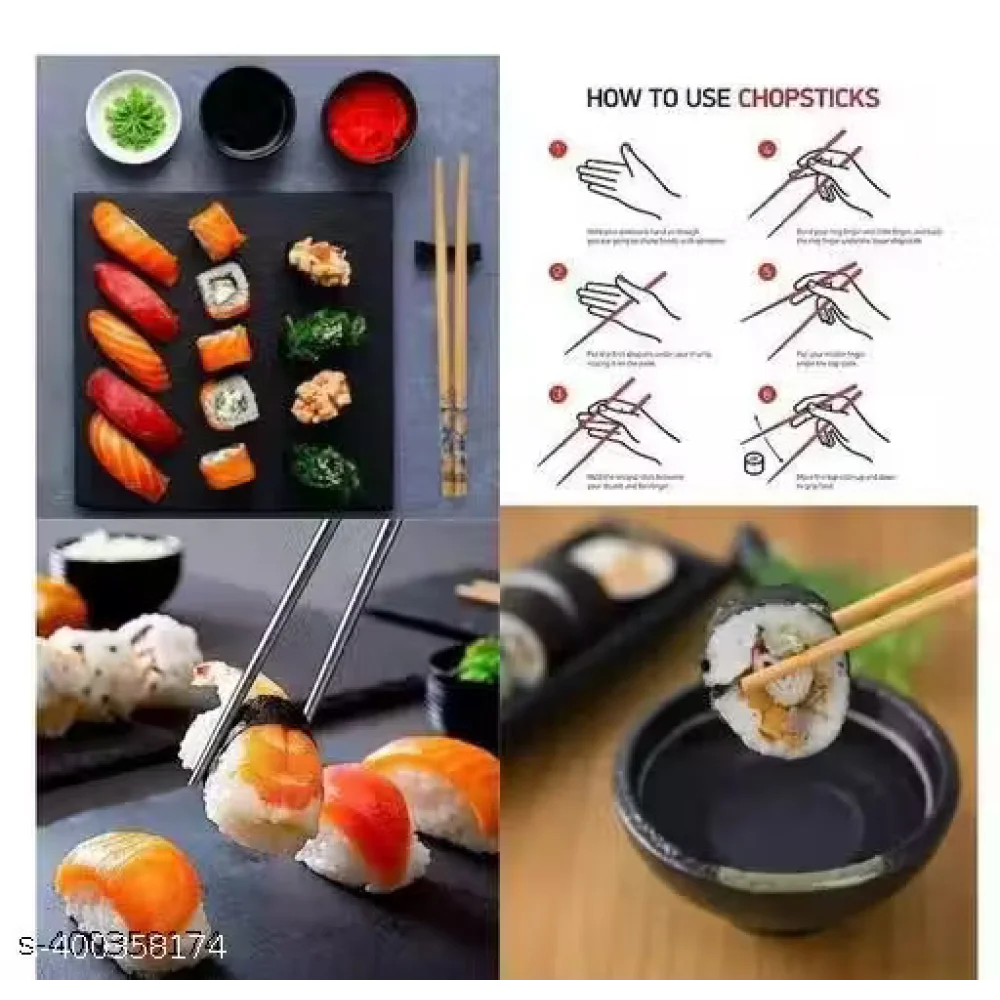 10 Pair Wooden Reusable Multicolour Bamboo Chopsticks – Decorative & Eco-Friendly