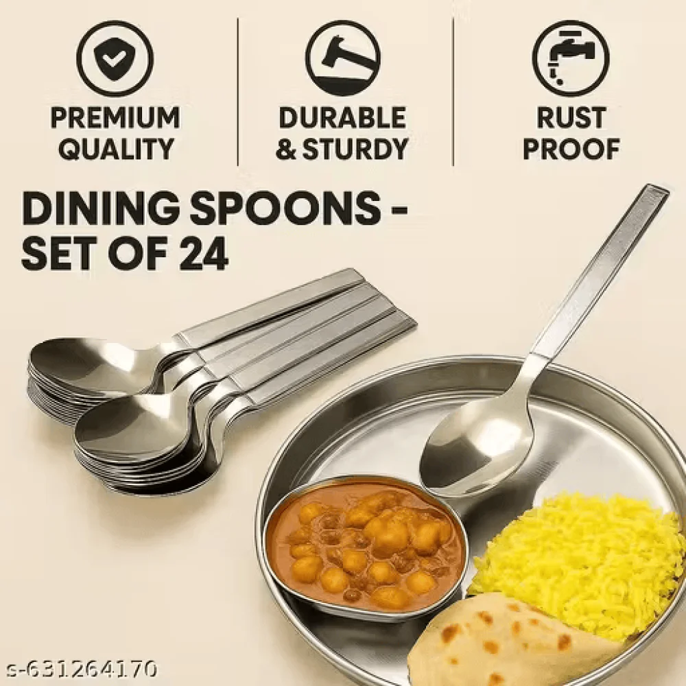 NSCC Premium 24-Pcs Stainless Steel Spoon Set – Ideal for Homes, Restaurants & Cafés