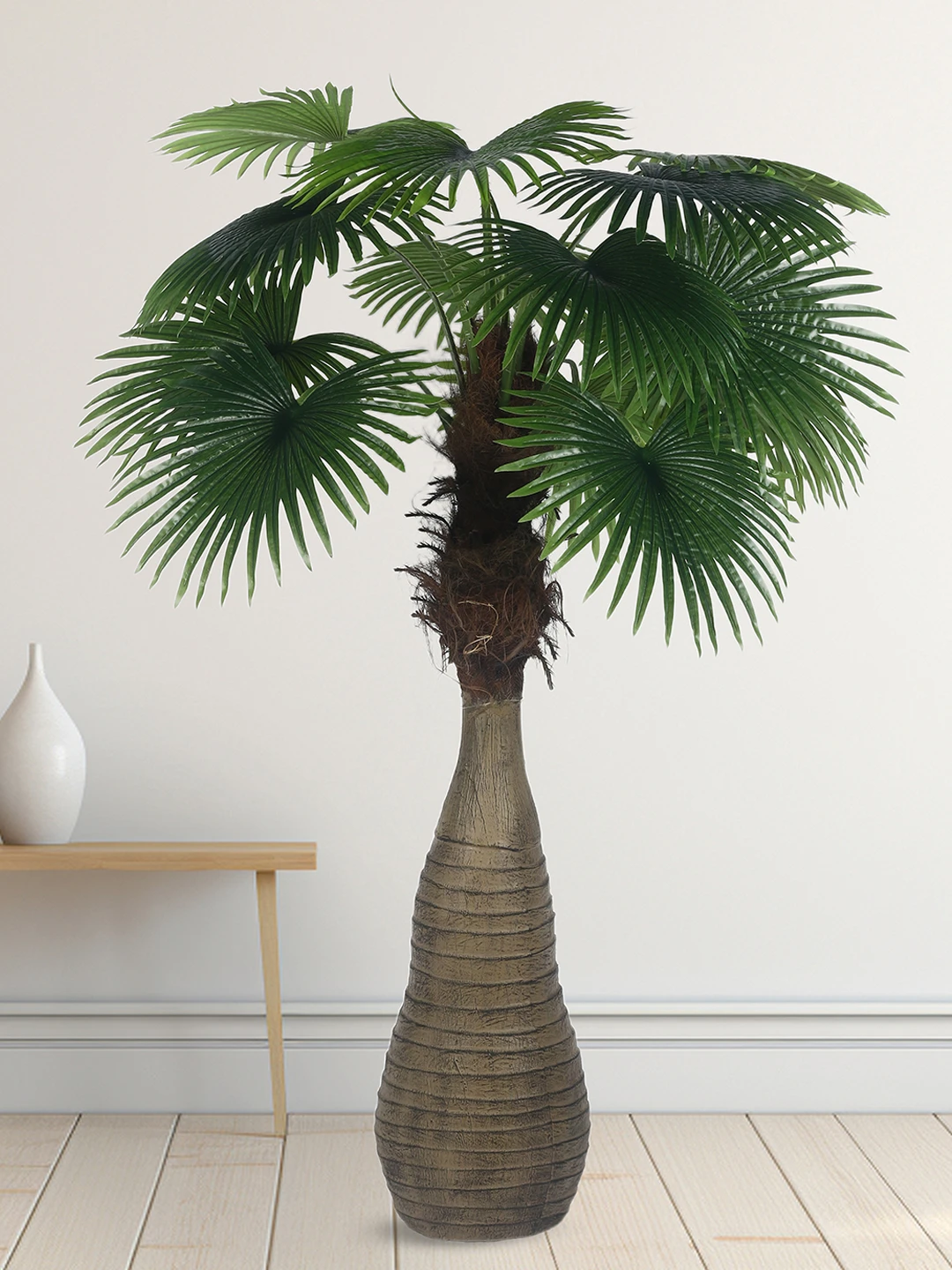Artificial Real Touch Fan Palm Tree 70inch with Bottle Plants |Home Decor| |Office Decor| | Perfect decor Gift| |Set of 1|