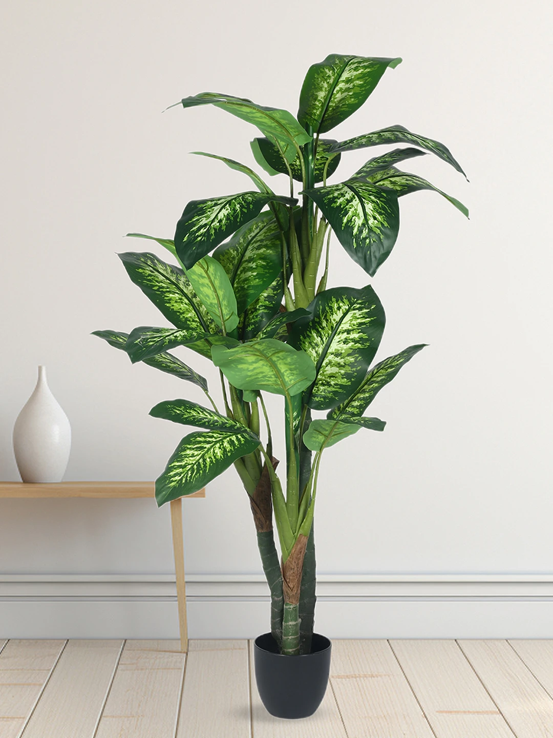 Artificial Plant 63inch Artificial Green Dieffenbachia Plant With Black Pot |Home Decor,Office Decor Perfect Housewarming Gift,Set of 1