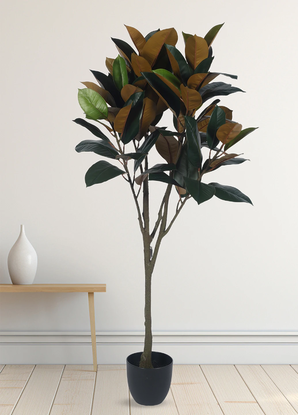 Artificial Plant 59inch Artificial Red Rubber Plant With Black Pot |Home Decor,Office Decor Perfect Housewarming Gift,Set of 1