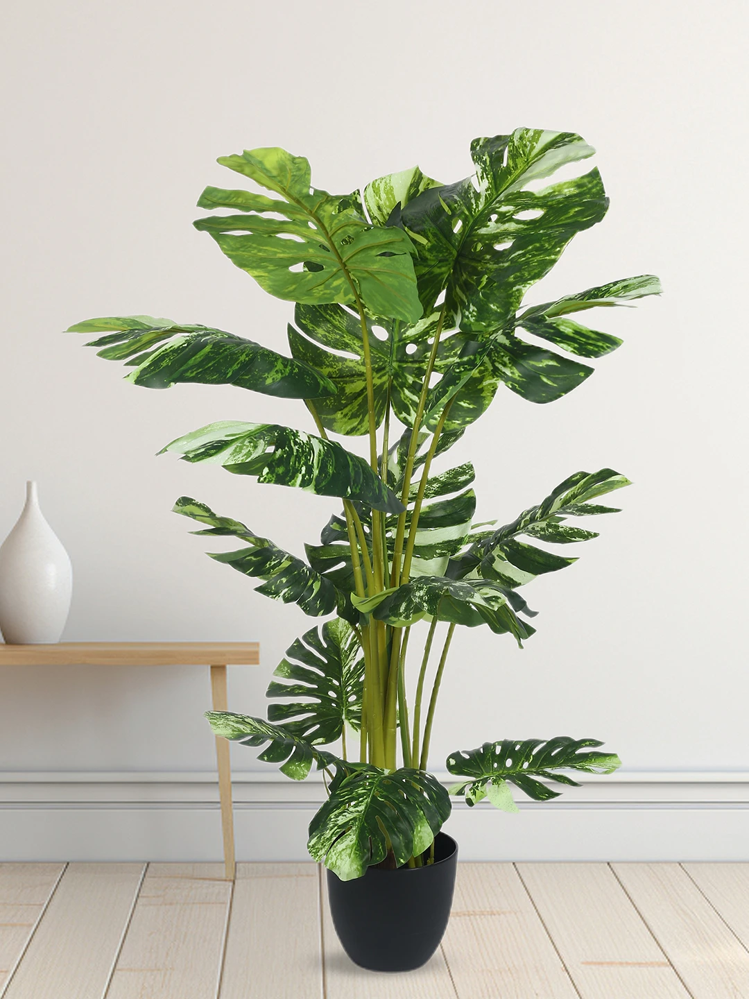 Artificial Plant 47inch Artificial Real Touch Monstera Plant With Black Pot|Home Decor,Office Decor Perfect Housewarming Gift,Set of 1