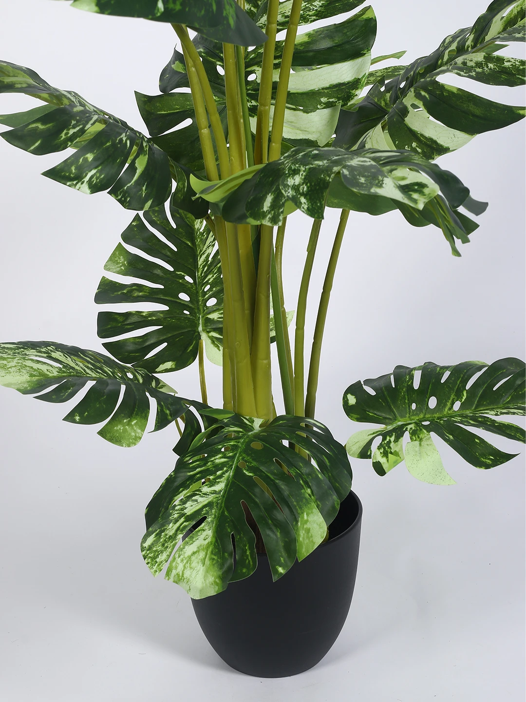 Artificial Plant 47inch Artificial Real Touch Monstera Plant With Black Pot|Home Decor,Office Decor Perfect Housewarming Gift,Set of 1