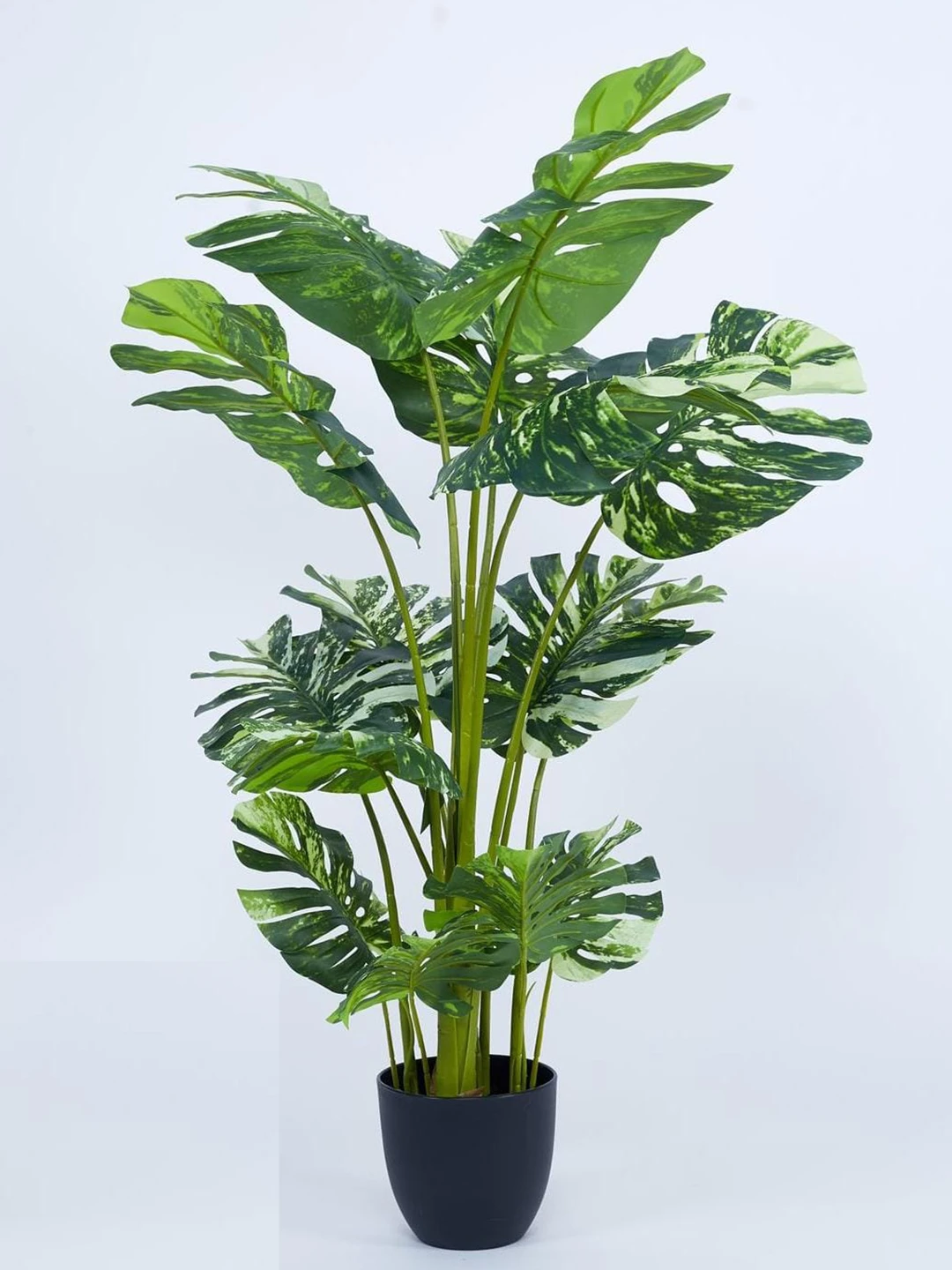 Artificial Plant 47inch Artificial Real Touch Monstera Plant With Black Pot|Home Decor,Office Decor Perfect Housewarming Gift,Set of 1