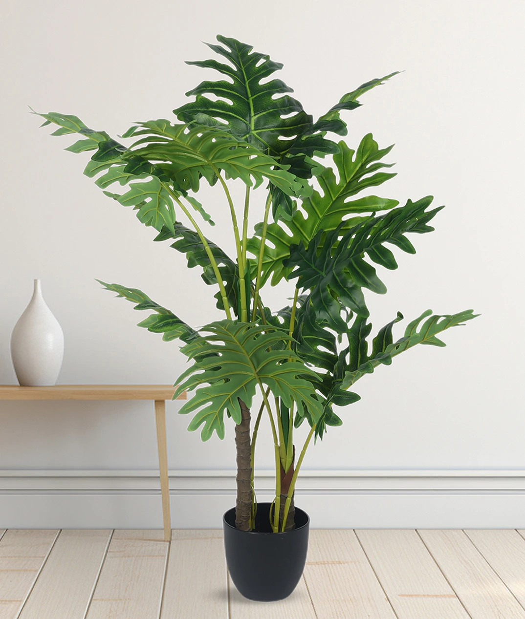 Artificial Plant  47inch Artificial Real Touch Happy Philo Plant With Black Pot|Home Decor,Office Decor Perfect Housewarming Gift,Set of 1