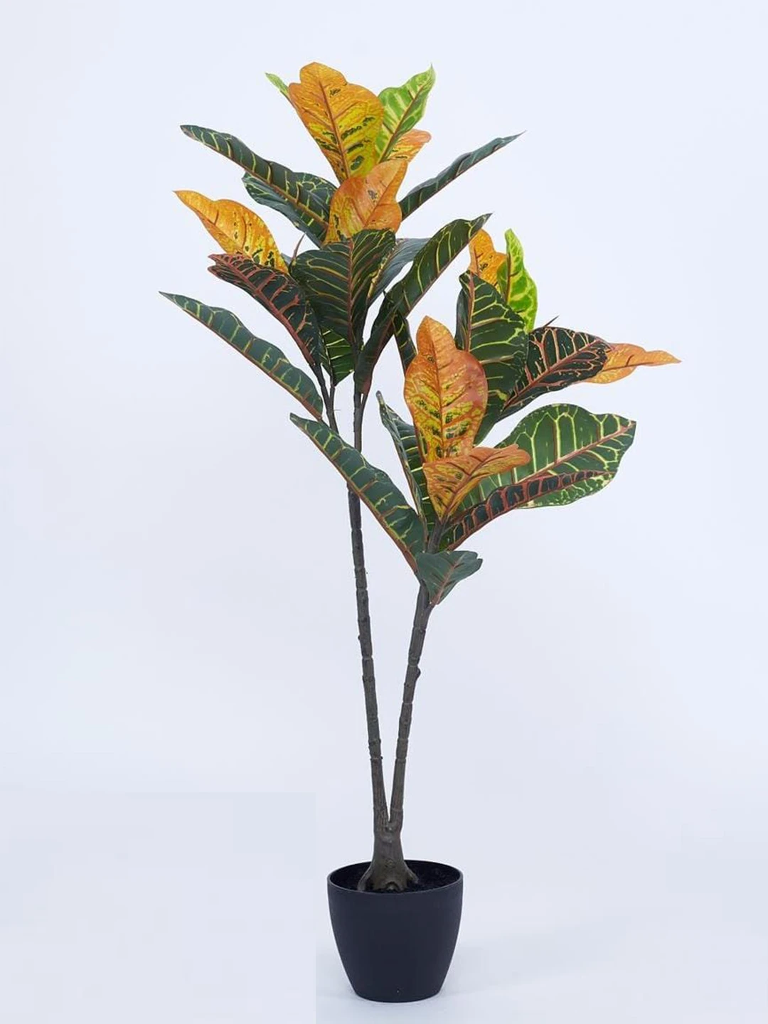 Artificial Plant 37inch Artificial Red croton Plant With Black Pot |Home Decor,Office Decor Perfect Housewarming Gift,Set of 1