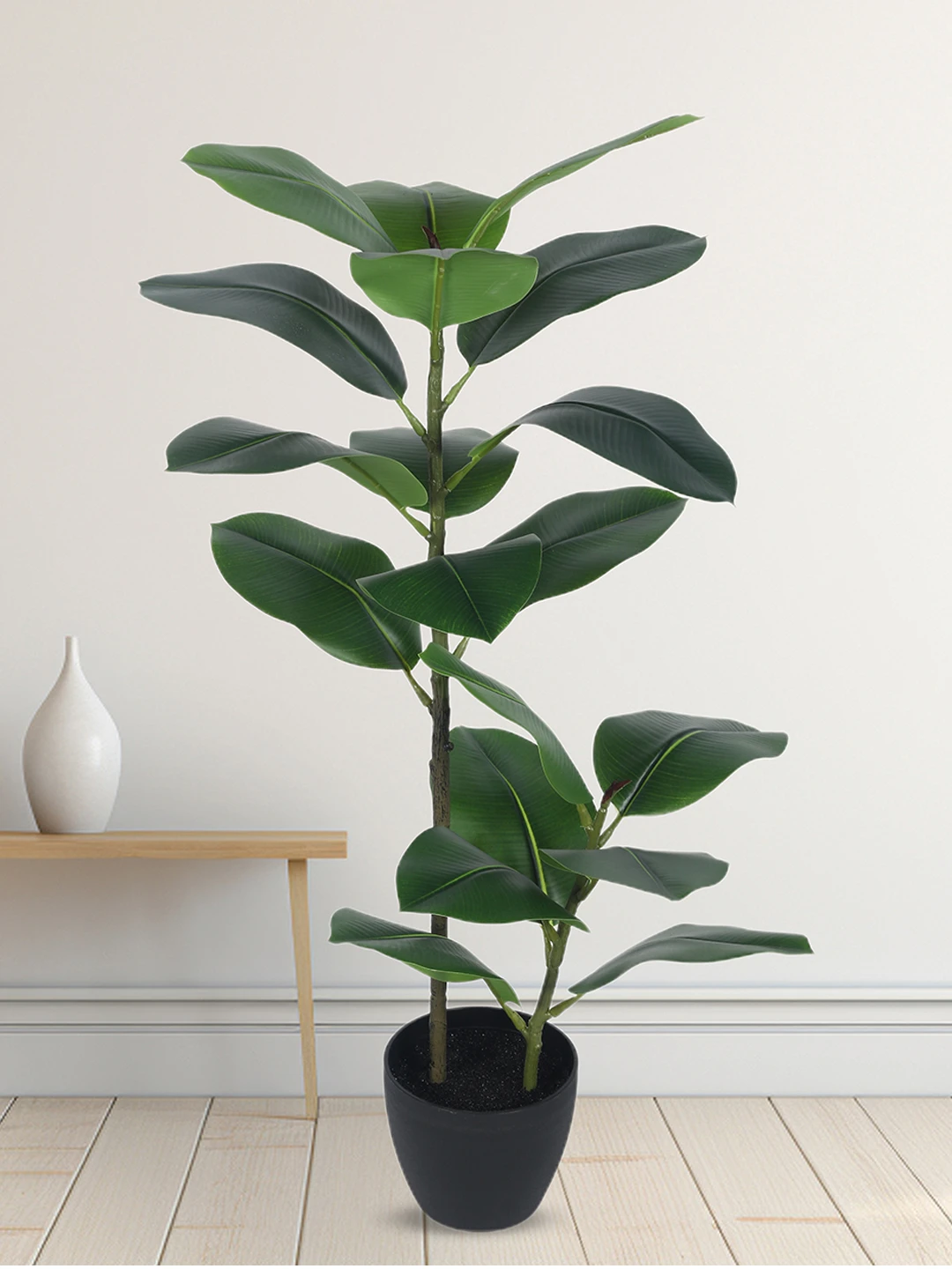 Artificial Plant 47inch Artificial Real Touch Rubber Plant With Black Pot|Home Decor,Office Decor Perfect Housewarming Gift,Set of 1