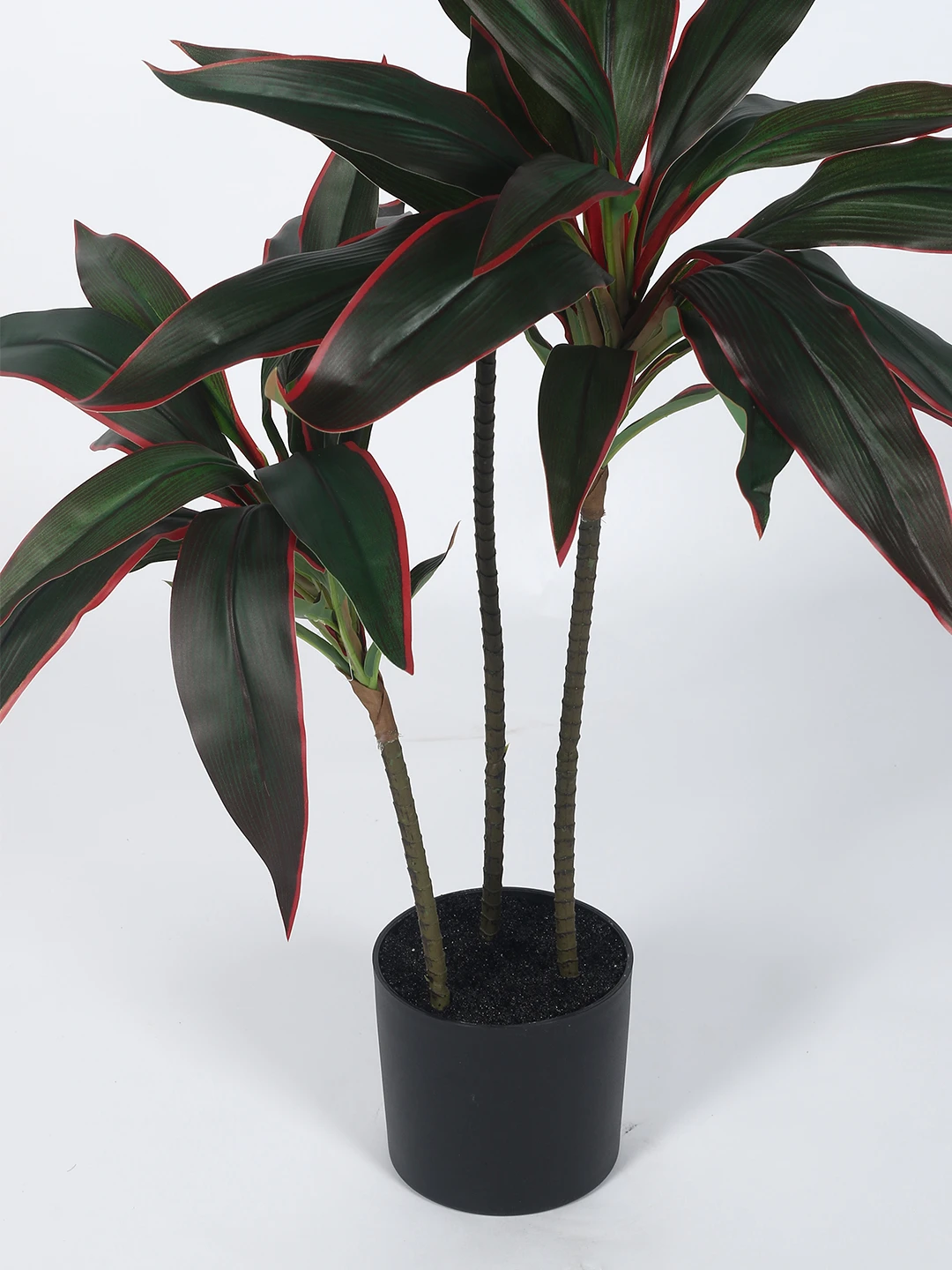 Artificial Plant 47inch Artificial Real Touch 3 Head Dracenna Plant With Black Pot |Home Decor,Office Decor Perfect Housewarming Gift,Set of 1