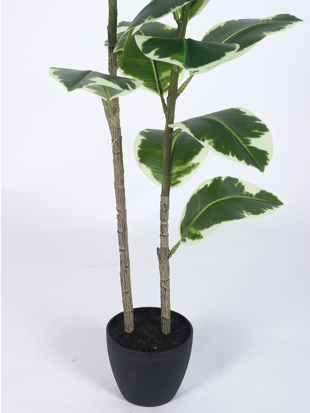Artificial Plant 47inch Artificial Real Touch Variegated Fiddle Leaf Fig  With Black Pot|Home Decor,Office Decor Perfect Housewarming Gift,Set of 1