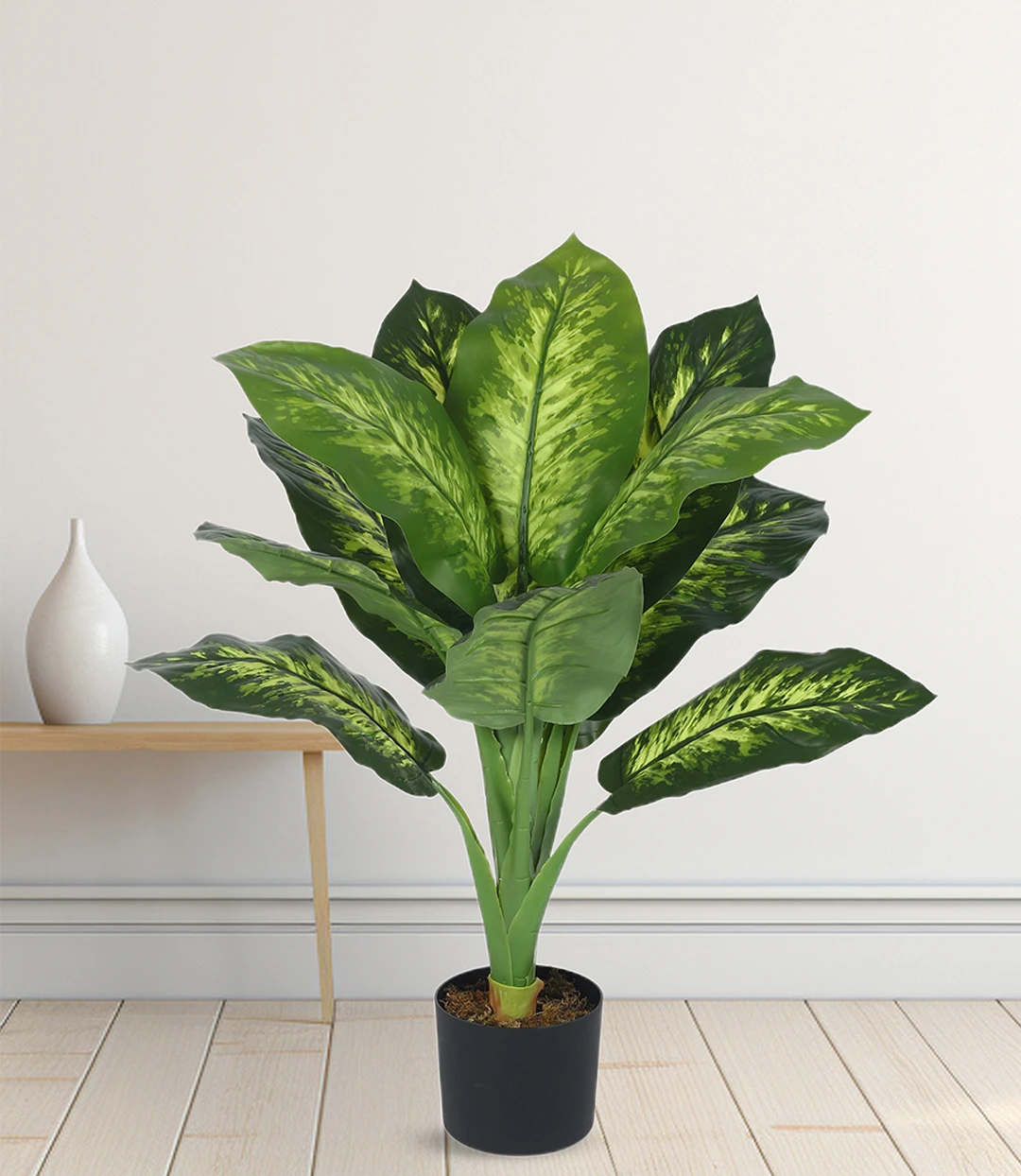 Artificial Plant 35inch Artificial Real Touch Calathea Plants With Black Pot |Home Decor,Office Decor Perfect decor Gift,Set of 1