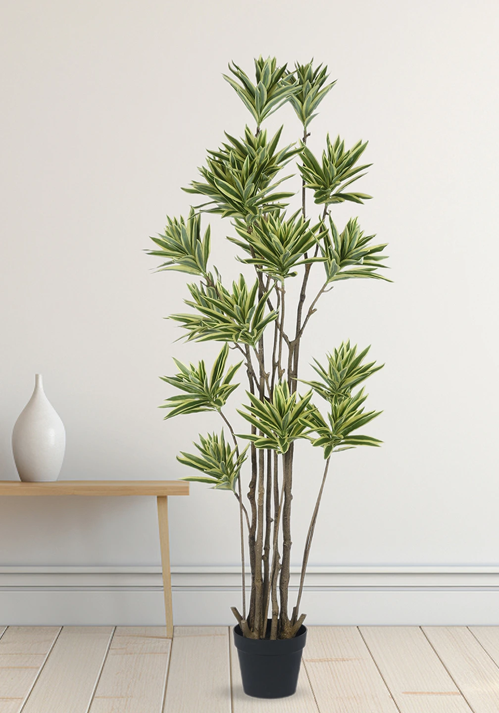 Artificial Plant  63inch Artificial Dracaena Reflexa 15 Head Tree With Black Pot|Home Decor,Office Decor Perfect Housewarming Gift,Set of 1