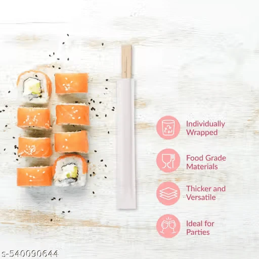 Disposable Eleven NSCC or Set of 11 Pairs - Natural Round Bamboo Disposable Chopsticks, Size 7.5" (Colors & Design May Vary)