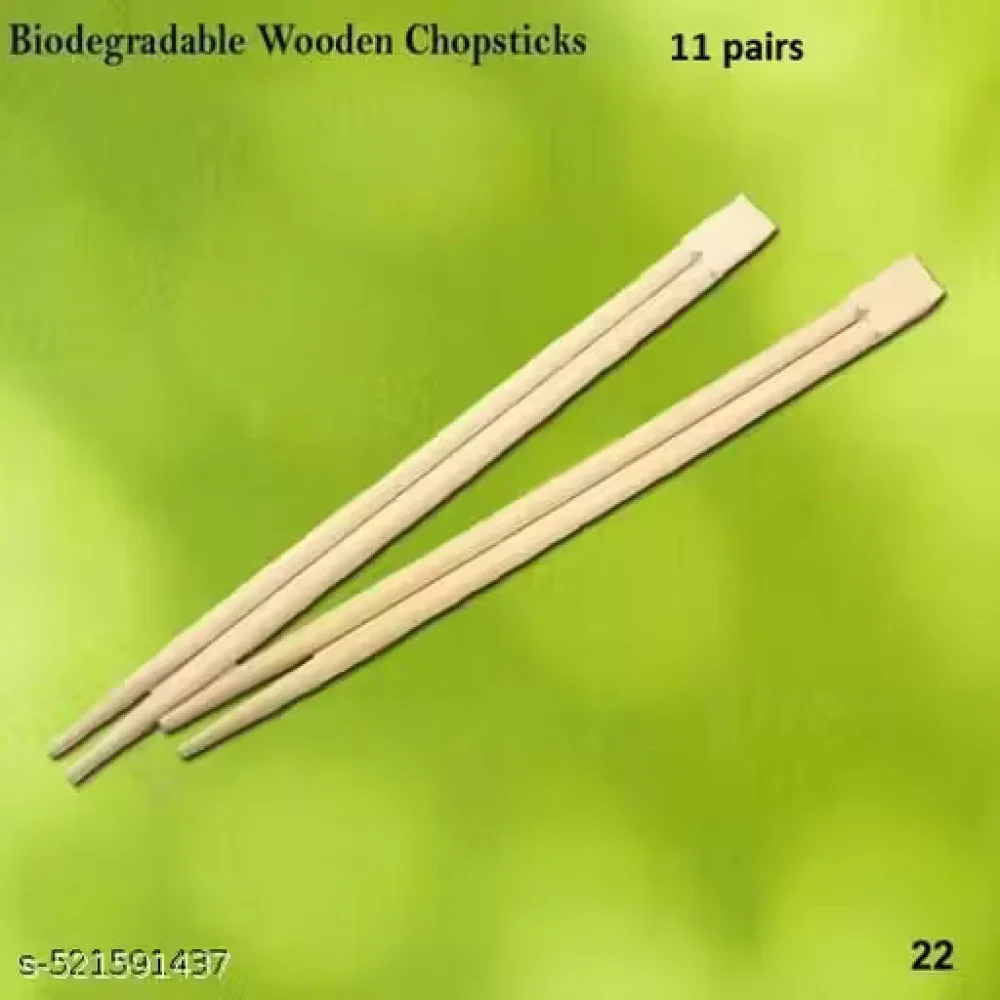 NSCC Set of 11 Pairs Eco-Friendly Disposable Bamboo Chopsticks with Paper Wrap