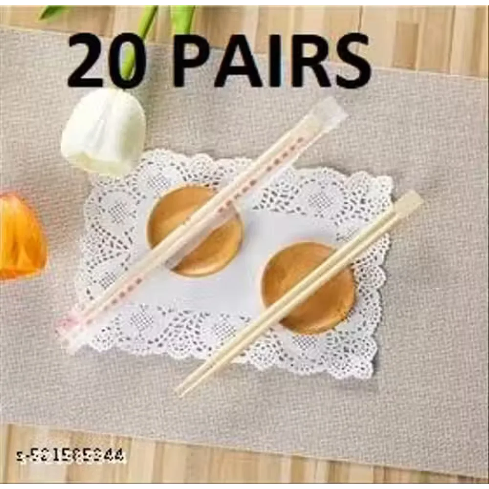 20 Pairs NSCC Disposable Wooden Chopsticks | Solid Brown Reusable/Disposable Chinese Chopsticks for Dining & Hotel Use