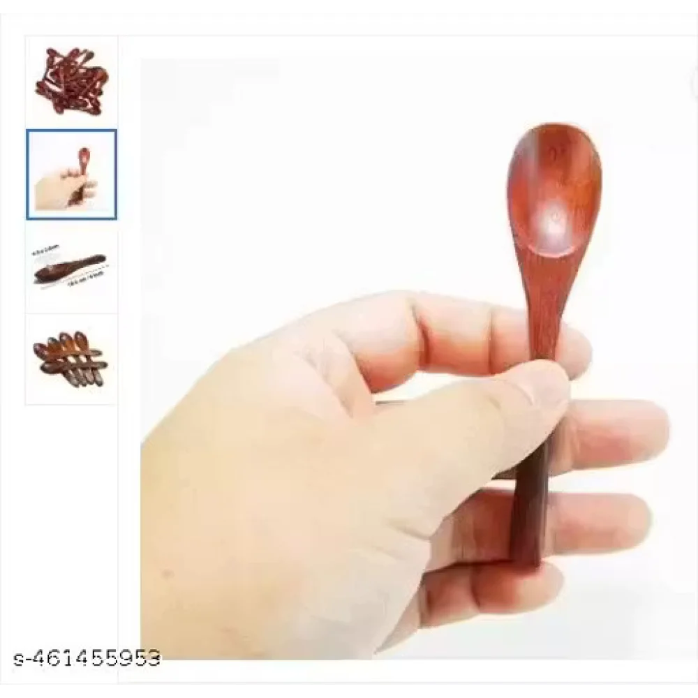 6 Pieces Small Wooden Spoons for Soup, Sugar, Tea, Coffee & Masala | Mini Wooden Spoons for Dining & Hotel Use