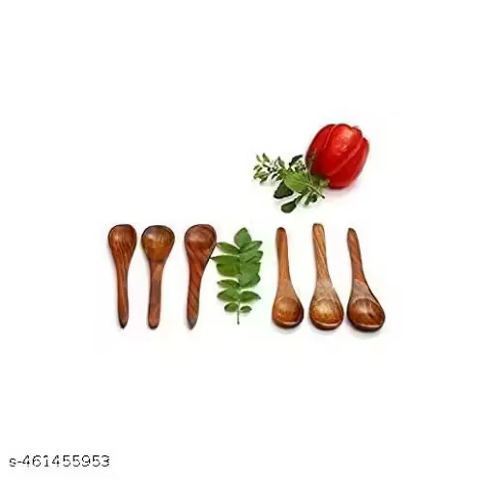 6 Pieces Small Wooden Spoons for Soup, Sugar, Tea, Coffee & Masala | Mini Wooden Spoons for Dining & Hotel Use