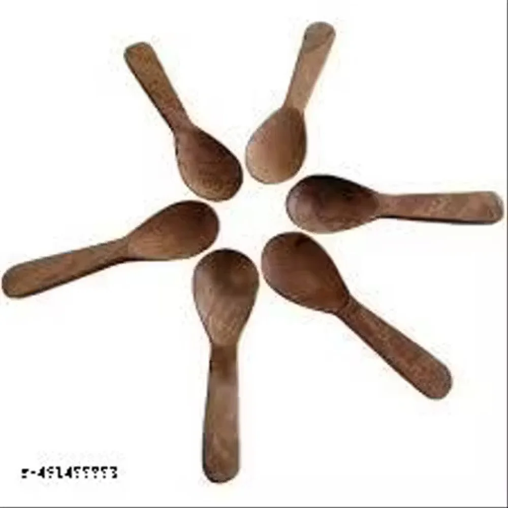 6 Pieces Small Wooden Spoons for Soup, Sugar, Tea, Coffee & Masala | Mini Wooden Spoons for Dining & Hotel Use