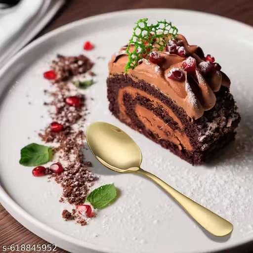 NSCC Golden Set of 6 Dessert Spoons – Stainless Steel Satin Finish Gold Teaspoons | Coffee & Espresso Spoons | Dishwasher Safe | Ideal for Dining & Hotels