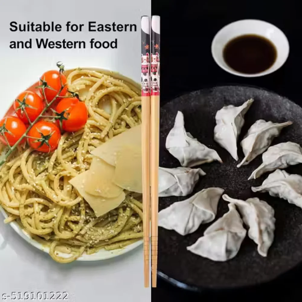 5 Pairs Natural Bamboo Chopsticks – Reusable Classic Japanese Style Chopsticks | Dishwasher Safe | Ideal for Dining & Hotels